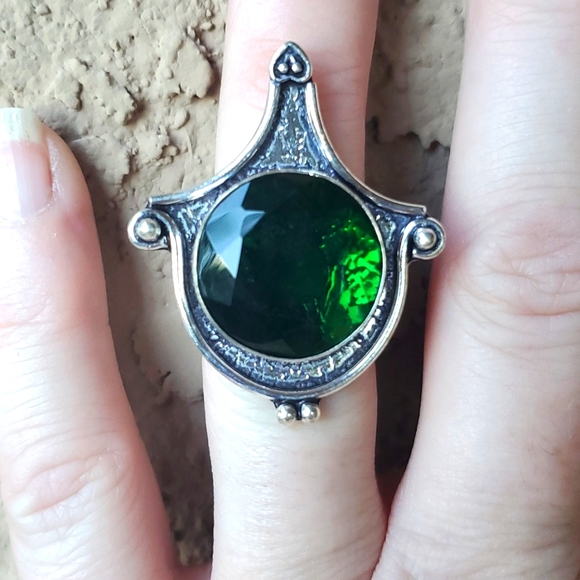 New Stunning Chrome Diopside 925 Silver Statement Ring. - Picture 2 of 13